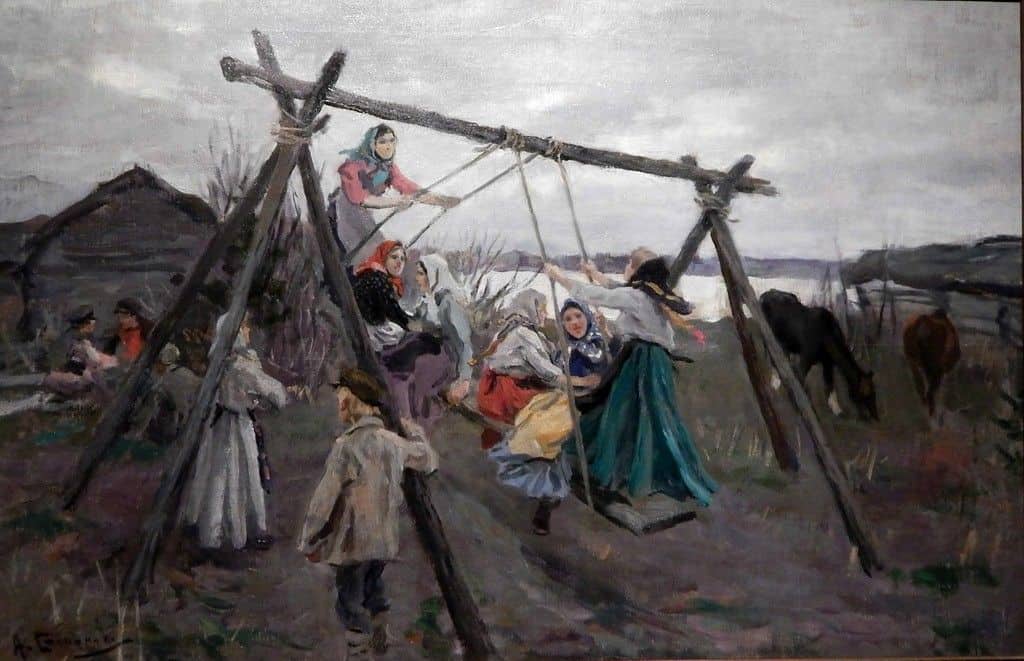 Рис. 3. Пасха на Руси. Картина «На качелях», художник А. Степанов (1858 – 1923).